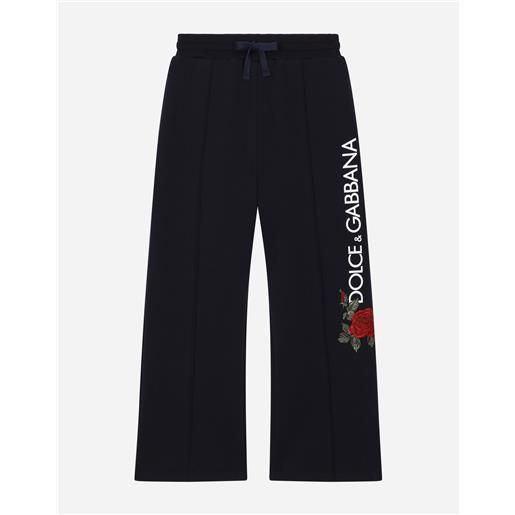 Dolce & Gabbana pantaloni jogging in jersey con stampa logo e rose