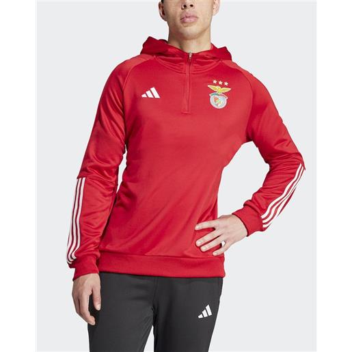 Benfica adidas felpa allenamento training top hoodie rosso mezza zip 2023 24 iq9955