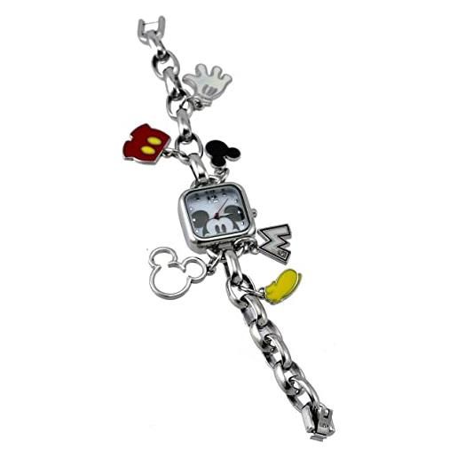 Disney mk2228 - orologio da donna con ciondolo a forma di topolino, con quadrante argentato, argento