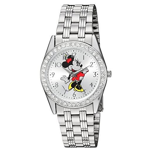 Disney minnie mouse women's silver alloy glitz watch, stainless steel bracelet, w002761