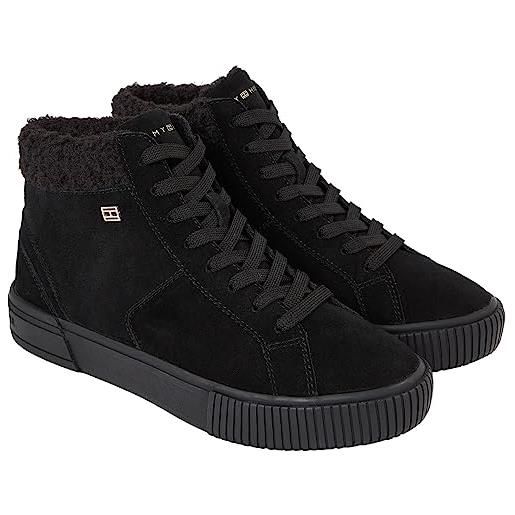 Tommy Hilfiger sneakers vulcanizzate donna suede scarpe, nero (black), 37 eu