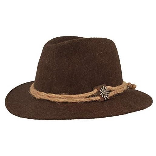 Hut Breiter breiter cappello alpino originale da uomo cappello feltro stile tirolese 100% lana corda canapa stella alpina grigio 58