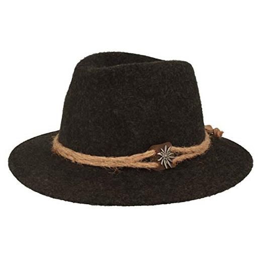 Hut Breiter breiter cappello alpino originale da uomo cappello feltro stile tirolese 100% lana corda canapa stella alpina grigio 57