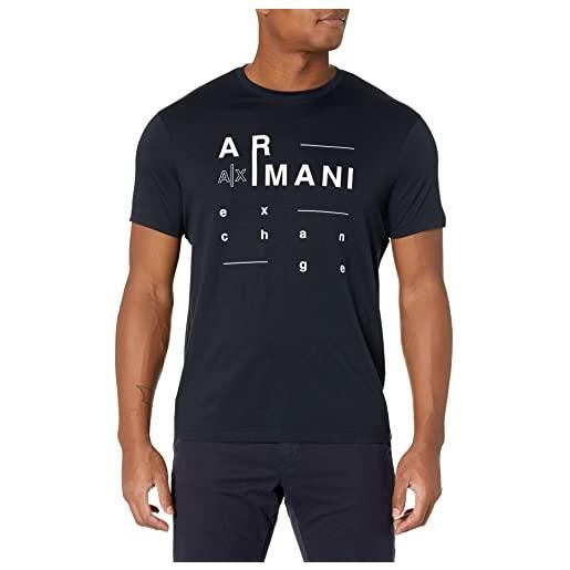 ARMANI EXCHANGE lettera logo tee, t-shirt uomo, blu navy, m