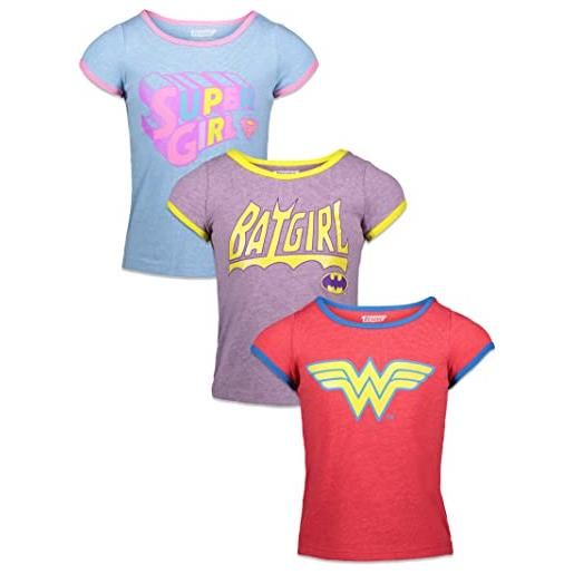 Dc comics - confezione da 3 magliette wonder woman batgirl supergirl - multicolore - 4 anni