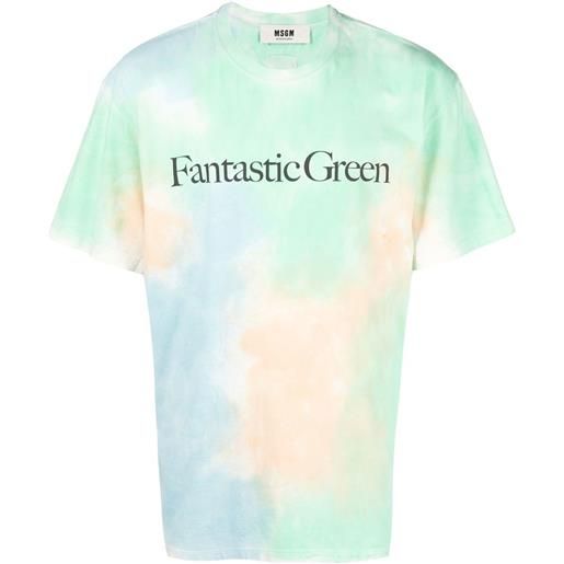 MSGM t-shirt fantastic green con fantasia tie dye - verde