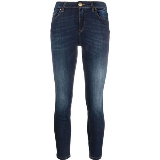 PINKO jeans skinny crop con logo - blu