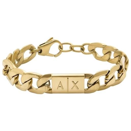 Armani Exchange bracciale da uomo, lunghezza: 190mm+35mm, larghezza: 18mm, altezza: 11.5mm bracciale in oro e acciaio inossidabile, axg0078710