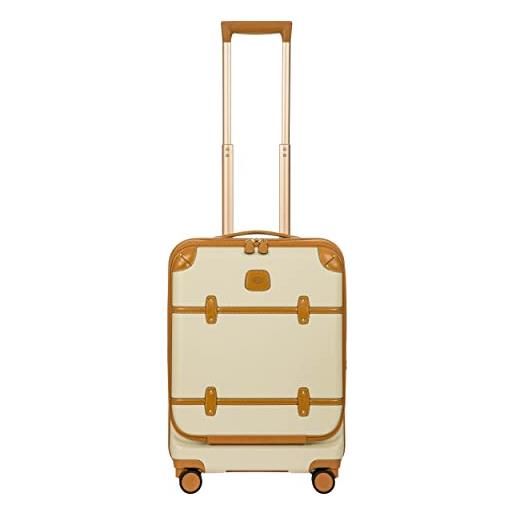 Bric's trolley collezione bellagio, valigia bagaglio a mano con tasca frontale e 4 ruote, resistente e ultra leggera, lucchetto tsa integrato, policarbonato, dimensioni 38x55x23 cm, cream