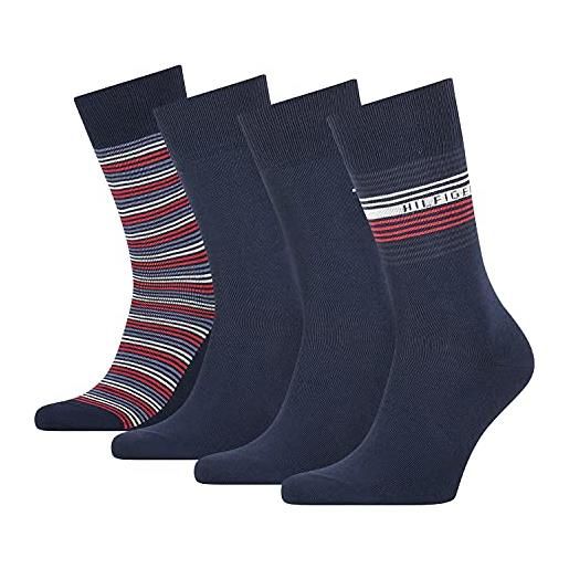 Tommy Hilfiger stripe men's socks gift box calze, azul (navy), 39-42 uomo