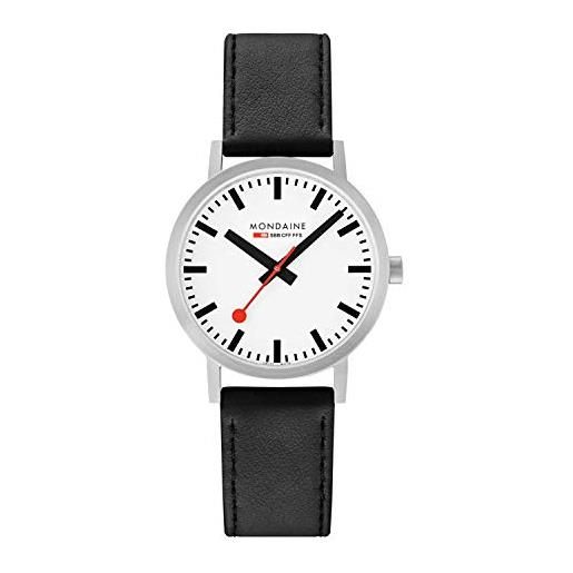Mondaine classic - orologio con cinturino nero in pelle per uomo e donna, a660.30360.16sbb, 40 mm