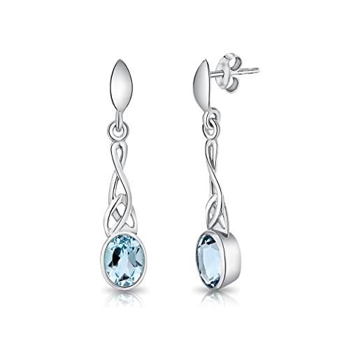 DTPsilver dtp silver - orecchini pendenti donna argento 925 - orecchini topazio - orecchini blu - orecchini donna argento 925 - nodo celtico della trinità