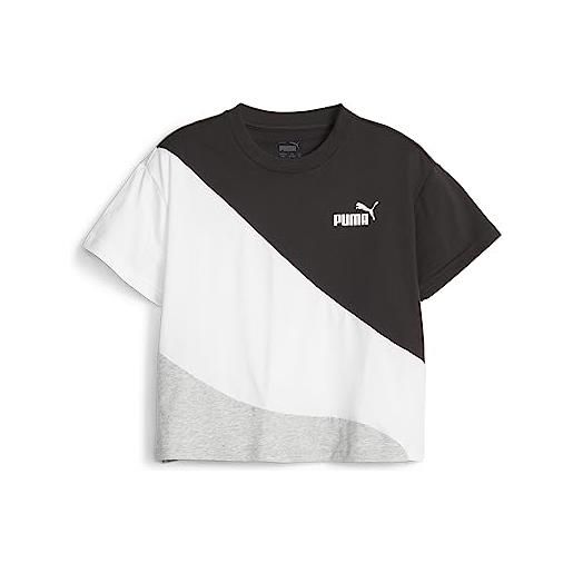 PUMA power cat tee g, camicia bambine e ragazze, black, 128