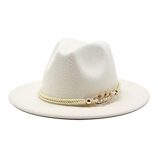 AHECZZ cappello, cappello a tesa larga da donna autunno e inverno con cappello a tesa larga m56-58 cm bianco