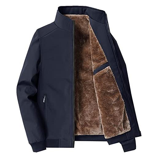 KeYIlowys giacca in pile invernale da uomo nuovo di mezza età e anziano colletto alla coreana giacca spessa calda da uomo papà indossare abiti casual