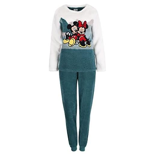 sarcia.eu chip e dale, brigata rr disney pigiama verde in pile caldo da donna, maniche lunghe s