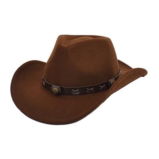 Faringoto cappello da cowboy da uomo cappello da cowgirl cappello in feltro fedoras cappelli per le donne, vino, taglia unica