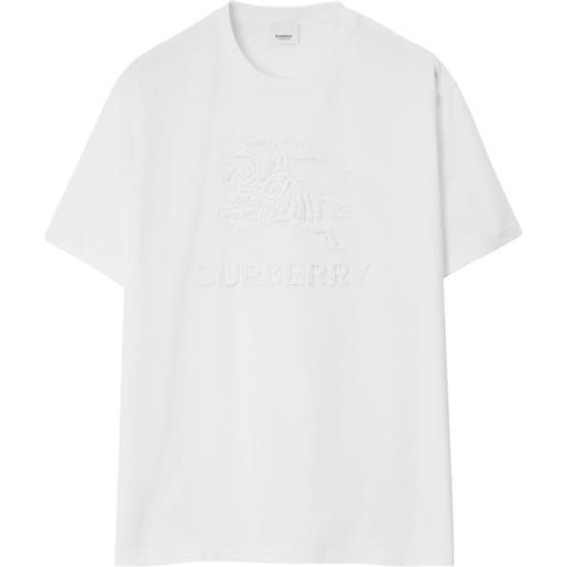 Burberry t-shirt con logo goffrato - bianco