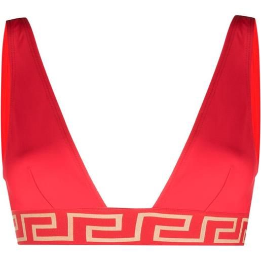 Versace top bikini con stampa greca - rosso