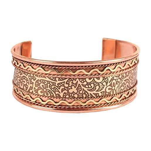 Touchstone copper healing bracelet tibetan style. Hand forged with solid and high gauge pure copper. Beautiful embossed design. 