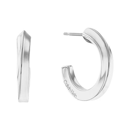 Calvin Klein orecchini a cerchio da donna collezione twisted ring in acciaio inossidabile, argento (silver), taglia unica