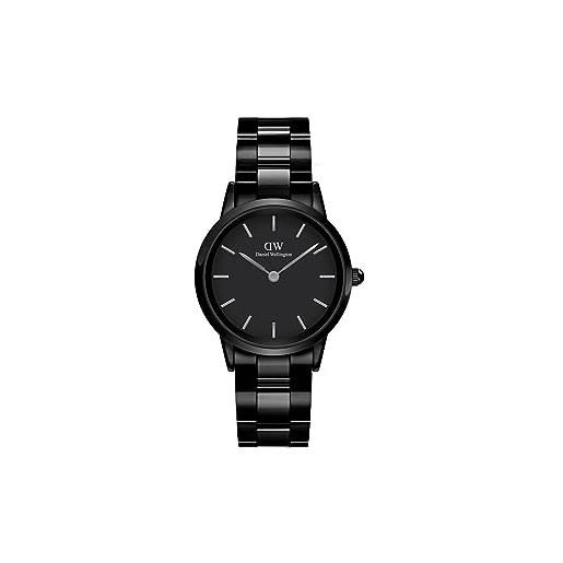 Daniel Wellington orologio iconic link ceramic da donna, 32mm acciaio inox (316l) black orologio donna