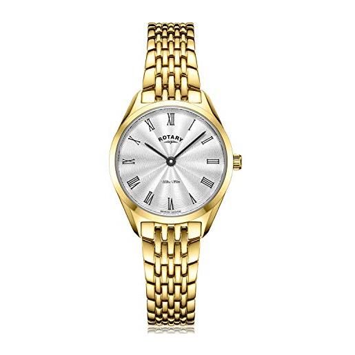 Rotary ultra slim da donna | orologio in acciaio placcato oro | quadrante argentato lb08013/01