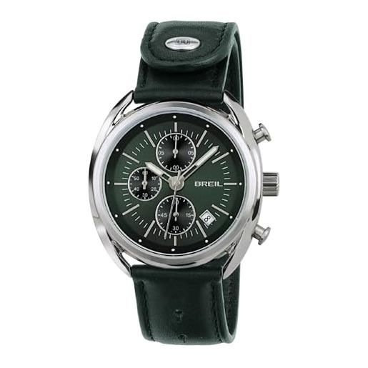 Breil orologio uomo beaubourg quadrante mono-colore verde movimento cronografo quarzo e cinturino pelle di vitello verde tw1515