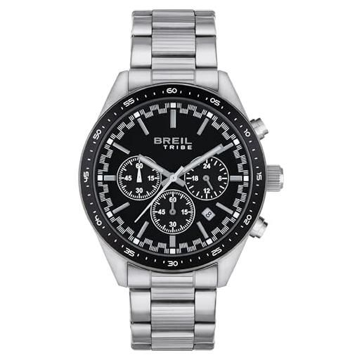 Breil orologio uomo fast quadrante mono-colore nero movimento cronografo quarzo e bracciale acciaio argento ew0570