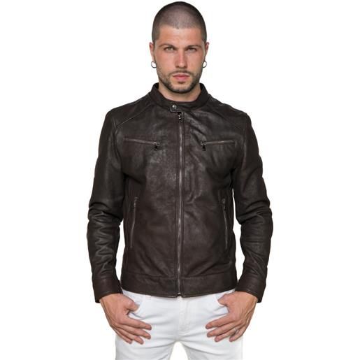 Leather Trend u06 - giacca uomo testa di moro nabuk oil in vera pelle