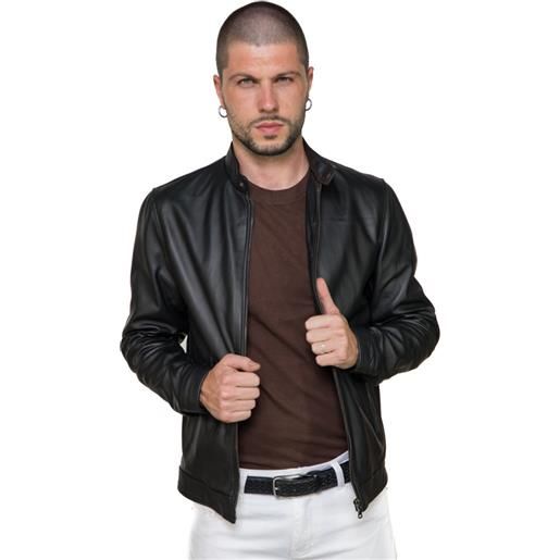 Leather Trend u010 - giacca uomo nero in vera pelle