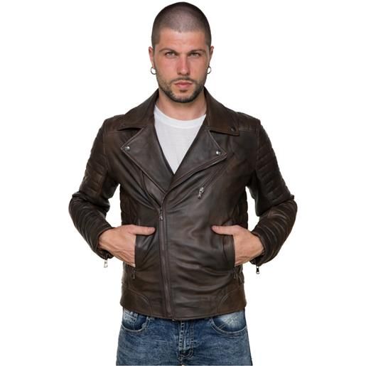 Leather Trend v248 - chiodo uomo testa di moro in vera pelle