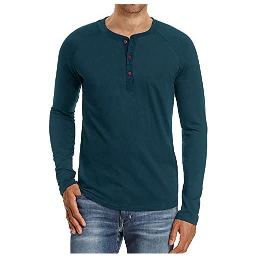 Cabeen maglie a manica lunga da uomo henley slim fit t-shirt bottoni casual leggera top cotone con girocollo