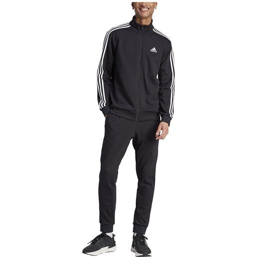 Adidas basic 3 stripes fleece tracksuit nero s / regular uomo