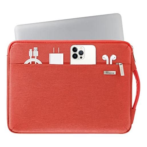 Voova custodia pc portatile porta pc 15.6 16 pollici (37×25,5×2,5cm) custodia computer laptop, borsa cover pc per macbook pro 16 acer conceptd 16 lenovo 16 inspiron 16 ideapad 15.6, rosso