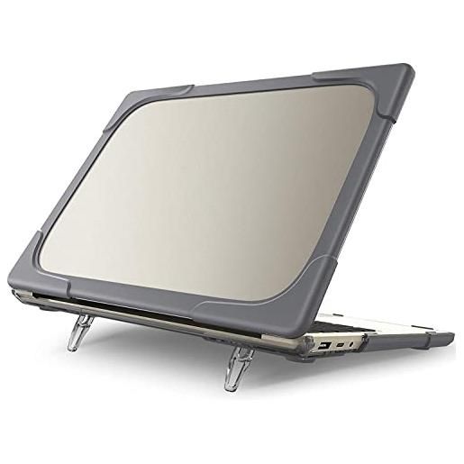 FONREST custodia per computer portatile per microsoft-surface-laptop-go-2/1 (2022/2020) 12,4'' antiurto rivestimento opaco satinato anti-impronte digitali, cover rigida con cavalletto pieghevole (grigio)