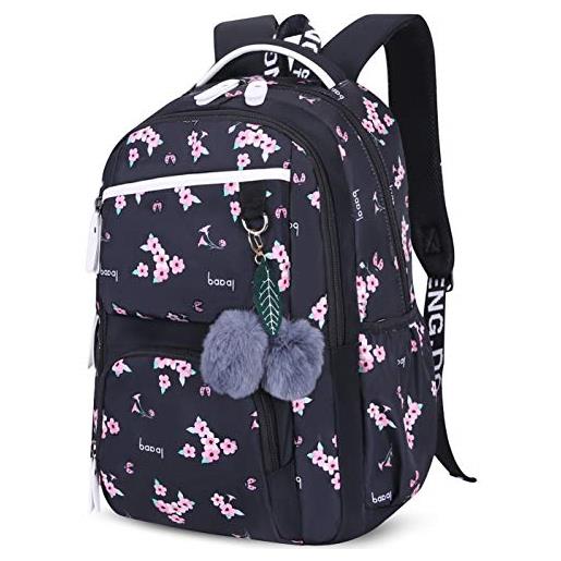 Geek-M zaino impermeabile borse scuola zainetti per bambini computer laptop pc backpack per ragazze donna daypacks per scuola viaggio lavoro (nero)