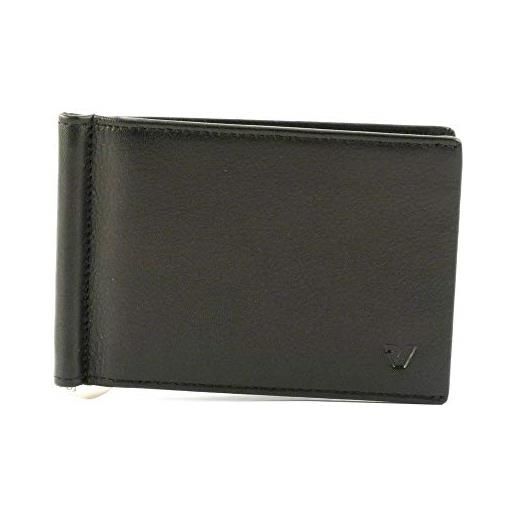Roncato pascal portafoglio con ferma soldi, nero in vera pelle, misura: 12 x 8.5 x 1