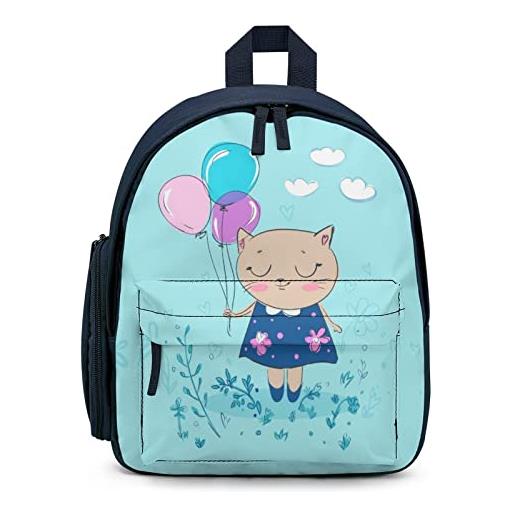 LafalPer piccola borsa prescolare asilo per ragazze ragazzi zaino scuola stampato zaini colorati casual per bambini palloncino del fumetto del gatto