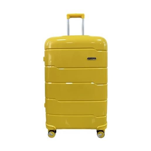 CELIMS valigia rigida e morbida in polipropilene, lucchetto tsa integrato, ultra leggero, 4 ruote doppie, giallo, moyenne - 65cm, polipropilene ultraleggero