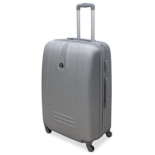 OR&MI by dolcevitaroma set 3 valigie trolley rigido piccolo medio grande 4 ruote valigia in abs (argento)