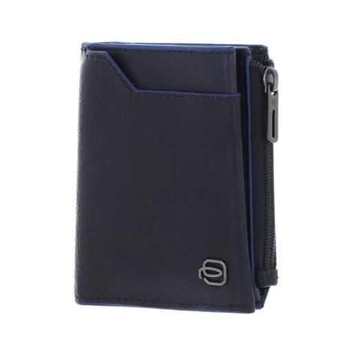 PIQUADRO portafoglio quadrato in pelle blu 8 cm