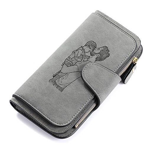 Portafoglio Donna Medio In Pelle PU Con Protezione RFID – 7 Scomparti Per Carte, Tasca Monete Con Zip, Dimensioni 14.7x9.5x4 Cm