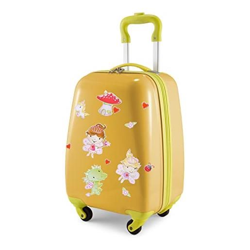Hauptstadtkoffer - bagagli per bambini, custodia rigida, bagaglio a bordo per bambini abs/pc, , giallo + adesivo fata, bagagli per bambini