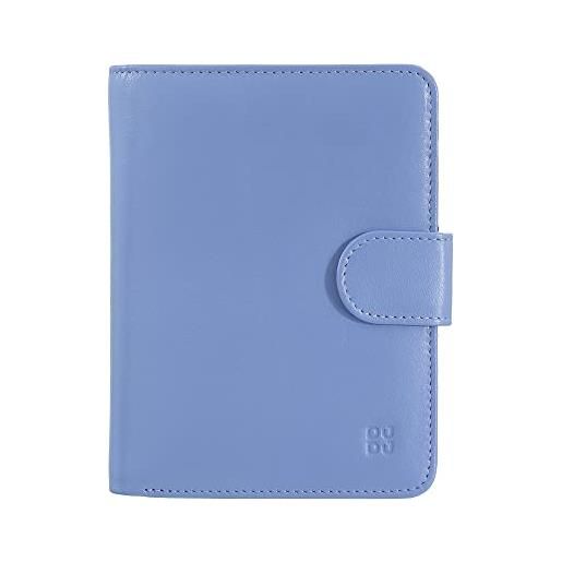 Dudu portafoglio da donna in pelle morbida colorato blocco rfid con portamonete zip e porta carte di credito blu pastello
