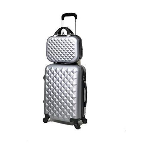CELIMS valigia di marca francese - bagaglio a mano con beauty case - 5802 grigio