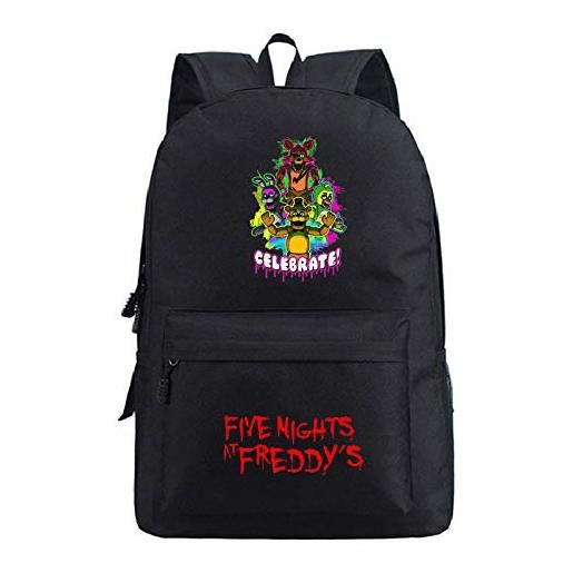 Xuejia f-iv-e nig-h-t-s at f-re-d-dy's peripheral game pattern backpack new school bag-motivo nero 1_taglia unica