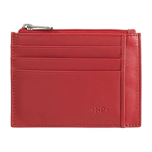 Nuvola Pelle bustina portafoglio porta carte di credito tascabile in pelle portamonete uomo a cerniera zip rosso