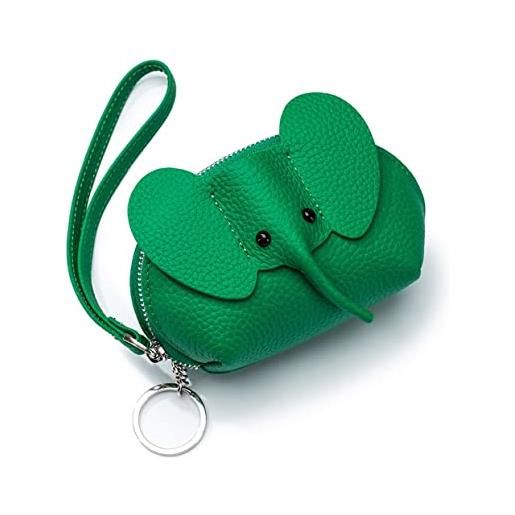 Dajingkj colore della caramella portachiavi portafoglio polso per le donne carino elephat portamonete sacchetto portachiavi in pelle rossetto trucco borsa, verde, misura unica