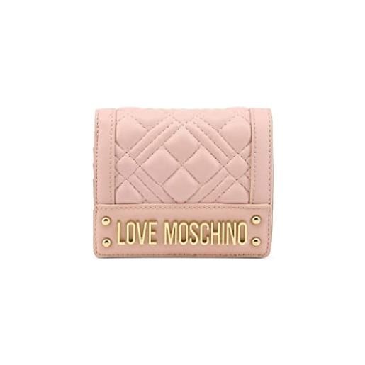 Love Moschino portafoglio con patta da donna marchio, modello quilted jc5601pp1gla0, realizzato in pelle sintetica. Rosa